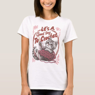 Camiseta É um bom dia para Crochet Cute Kitten em Yarn