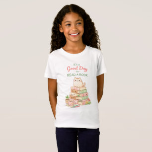 Camiseta É um Bom Dia para Ler um Livro Gato Fofo Lendo