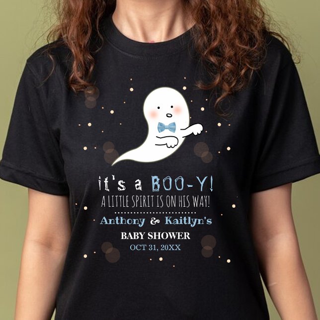 Camiseta É um Boo-y! Pequeno Chá de fraldas de Halloween (Criador carregado)