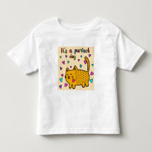 Camiseta É um dia perfeito, gato bonito com coração
