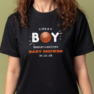 Camiseta É um menino! Chá de fraldas de Basquete Themed Co-