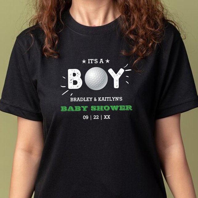 Camiseta É um menino! Chá de fraldas de Golf Themed Co-ed (Criador carregado)