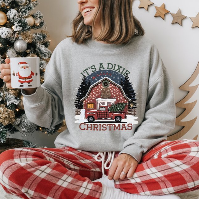 Camiseta É um Natal Dixie – Design aconchegante de celeiro  (Criador carregado)