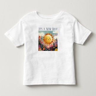 Camiseta É um Novo Dia! Sol Sorridente Sobre o Jardim de Fl
