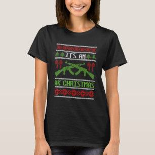 Camiseta É uma Ak Christmas Ugly Sweater Gun Right Huntin
