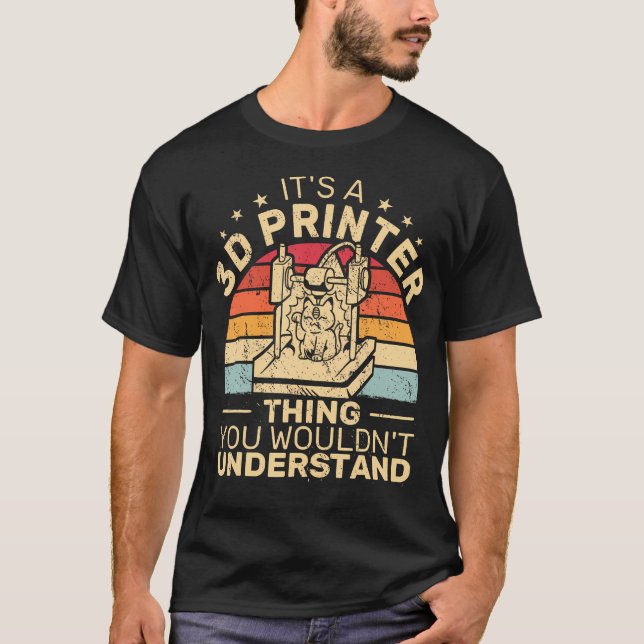 Camiseta É Uma Coisa de Impressora 3D Gato Retro Impressora (Frente)