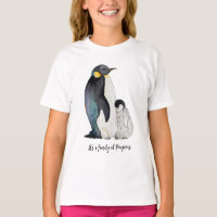 É uma família de pinguins desenhando aquarela