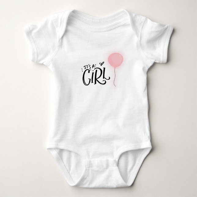 Camiseta É uma garota com um balão rosa (Frente)
