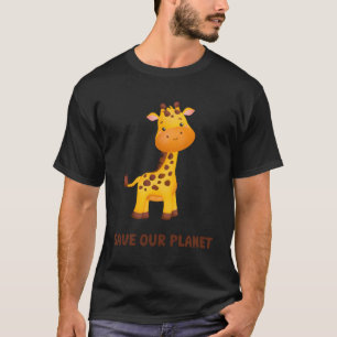 Camiseta E Uma Girafa Adorável Para Crianças Que Adoram Ani