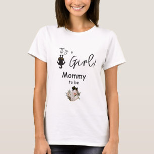 Camiseta É uma Menina! Gato Preto Fofo e Livro Futuros Pais