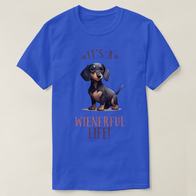 Camiseta É uma vida esplêndida, engraçada, cão de salsicha, (Frente do Design)