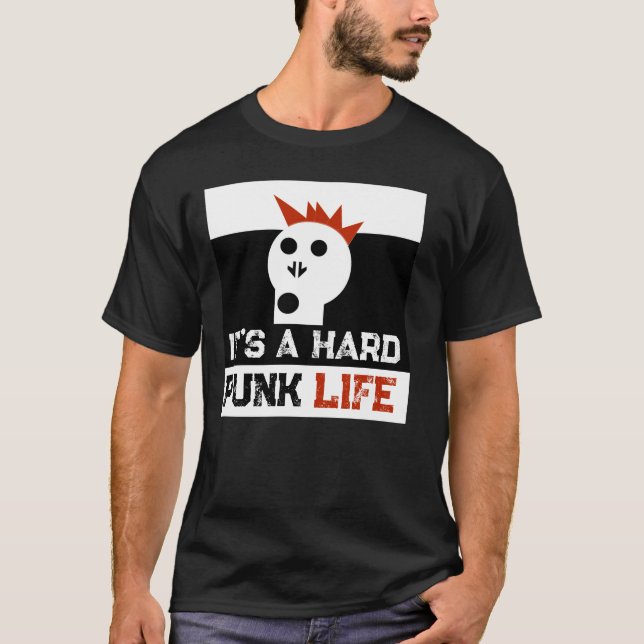 Camiseta " É uma Vida Punk Difícil " Skullnskin Gráficos (Frente)