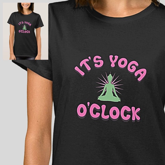 Camiseta É Yoga O'Clock Pink Mauve & Green (Criador carregado)