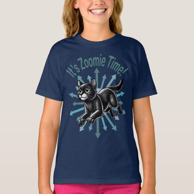 Camiseta É Zoomie Time Black Cat (Frente)