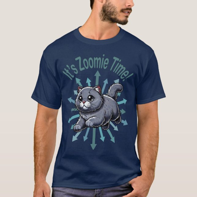 Camiseta É Zoomie Time British Shorthired Cat (Frente)