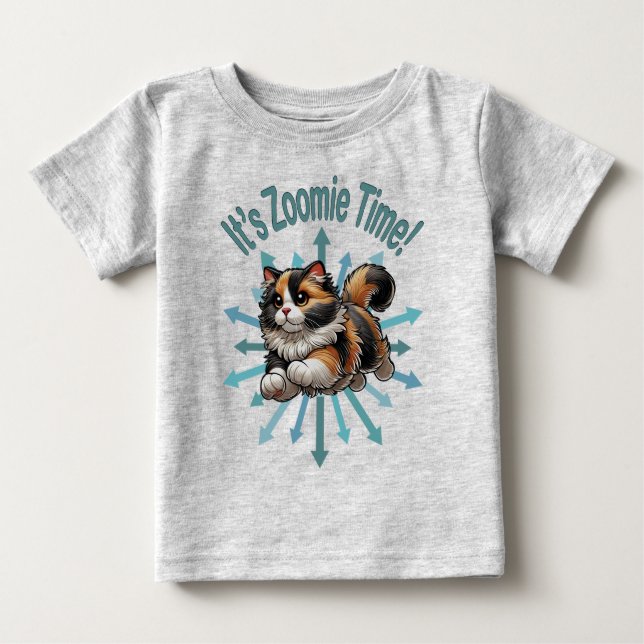 Camiseta É Zoomie Time Calico Cat (Frente)