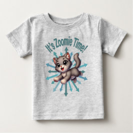Camiseta É Zoomie Time, Cinza e Gato Branco