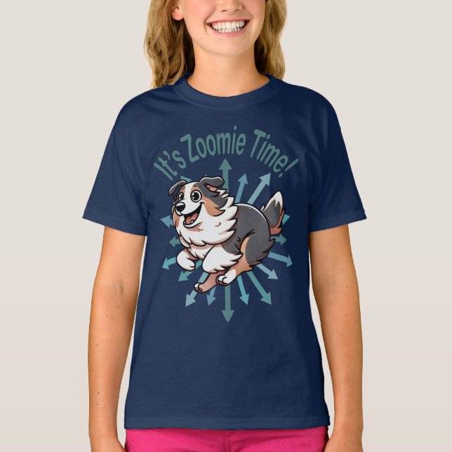 Camiseta É Zoomie Time, Pastor Australiano (Frente)