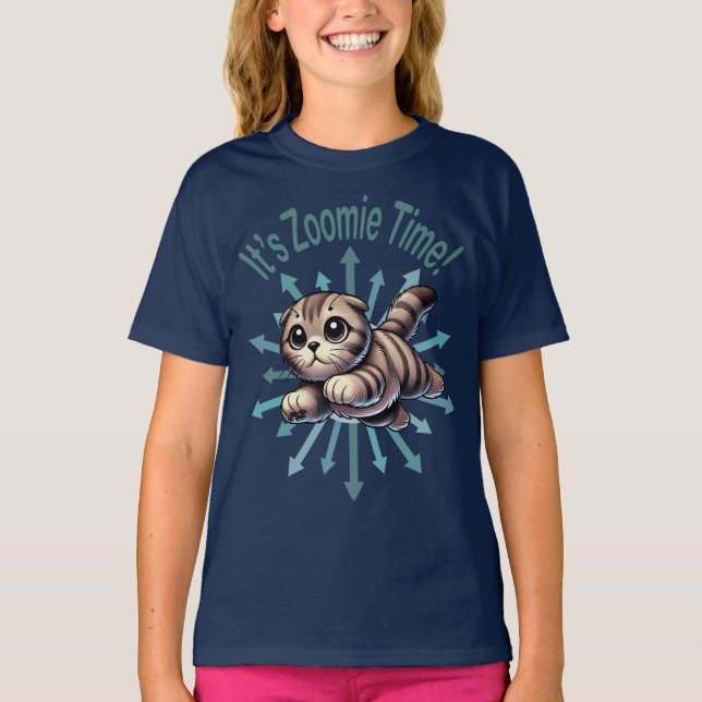 Camiseta É Zoomie Time Scottish Fold Cat (Frente)