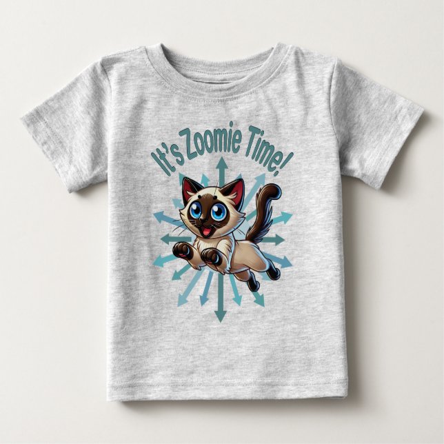 Camiseta É Zoomie Time Siamese Cat (Frente)