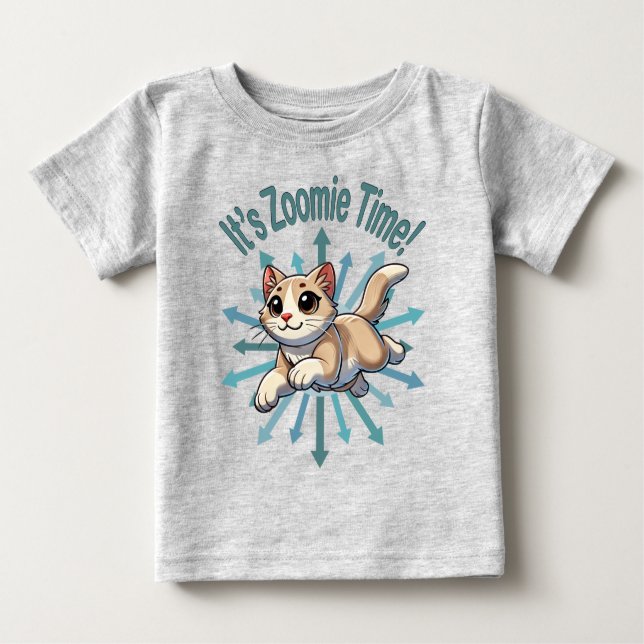 Camiseta É Zoomie Time Tan Bicolor Cat (Frente)