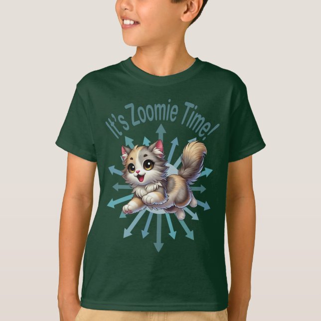 Camiseta É Zoomie Time Tricolor Gato (Frente)