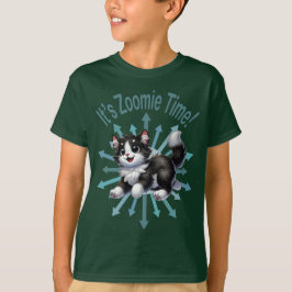Camiseta É Zoomie Time White Black & White Cat