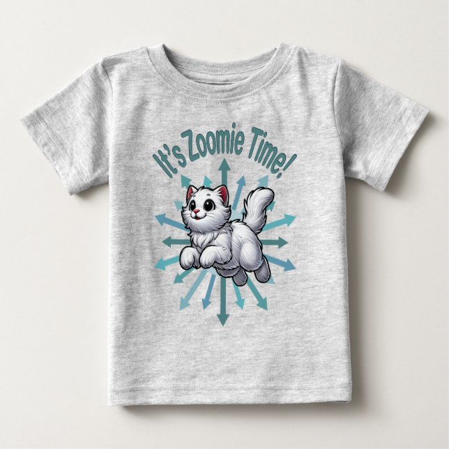 Camiseta É Zoomie Time White Cat (Frente)