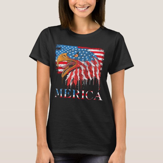 Camiseta Éagle 4 De Julho EUA Flag Merica (Frente)