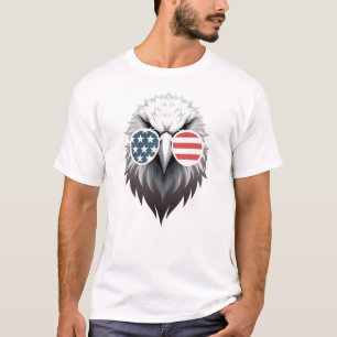Camiseta Eagle Art com óculos de sol da bandeira americana