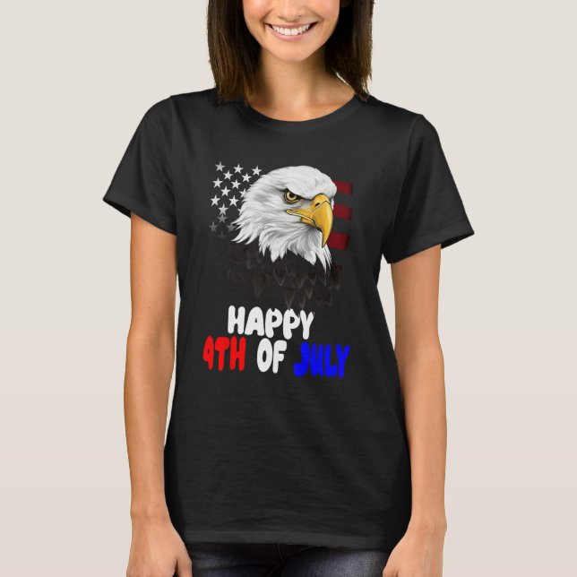 Camiseta Eagle Bird 4th of July American Flag Veterans Memo (Frente)