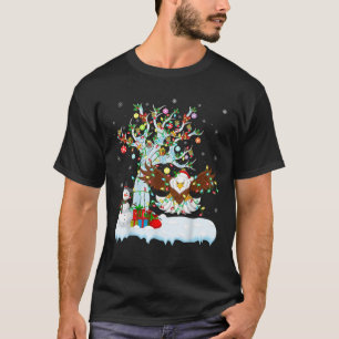 Camiseta Eagle Bird Xmas Lighting Tree Santa Hat Eagle Chri