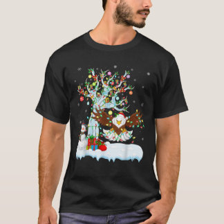Camiseta Eagle Bird Xmas Lighting Tree Santa Hat Eagle Chri