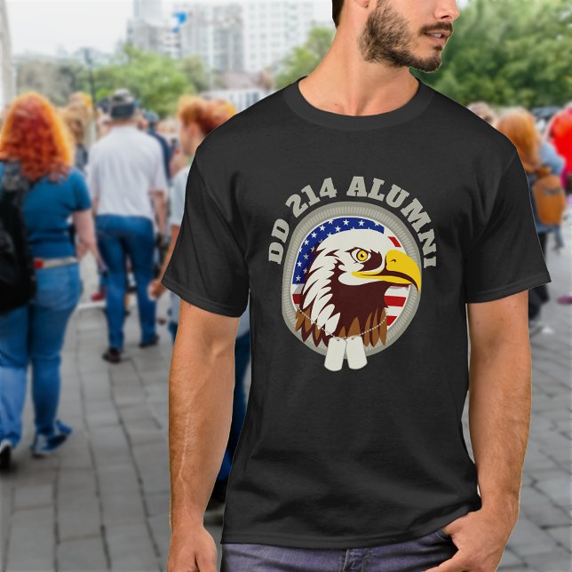 Camiseta Eagle Emblem USA Flag | DD 214 Alumni Black (Criador carregado)