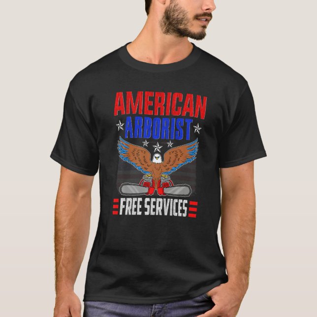 Camiseta Eagle Holding Chainsaws American Arborist (Frente)
