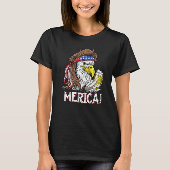 Camiseta Eagle Mullet 4 De Julho Beer U.A. Flag Me (Frente)