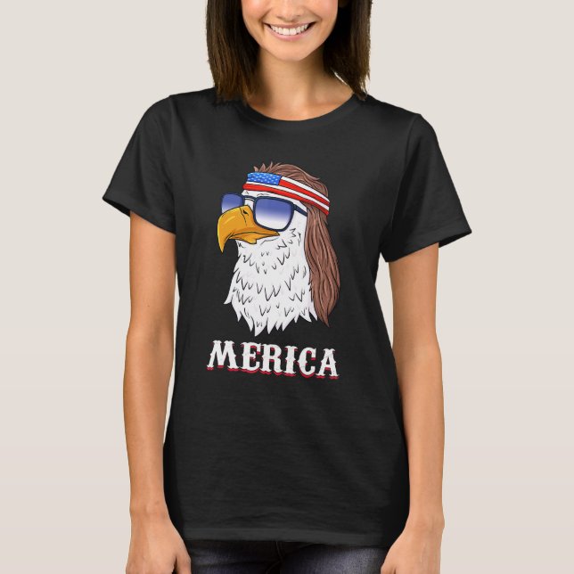 Camiseta Eagle Mullet 4 De Julho Dos Eua Flag Merica (Frente)