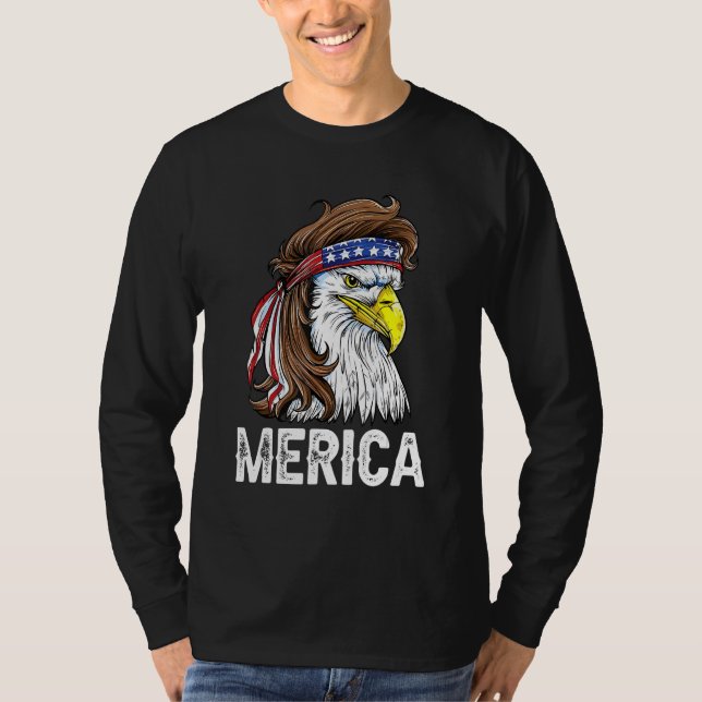 Camiseta Eagle Mullet 4 De Julho Dos Eua Flag Merica (Frente)