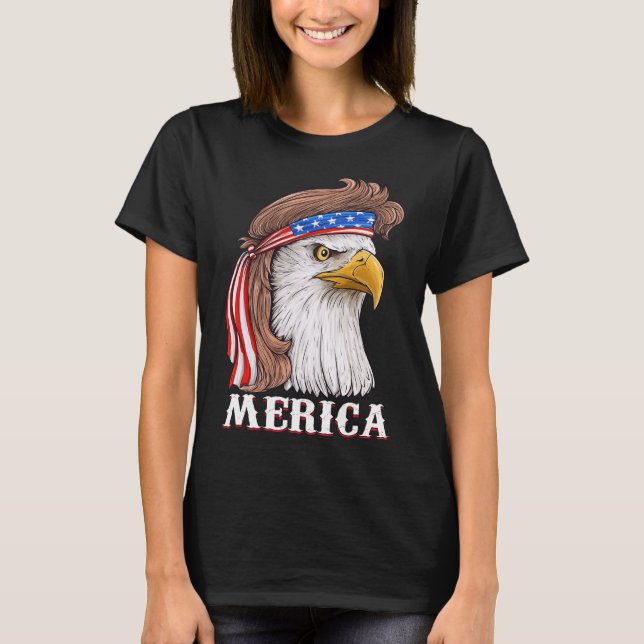 Camiseta Eagle Mullet 4 de julho EUA Flag Merica (Frente)