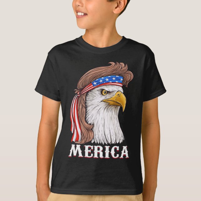 Camiseta Eagle Mullet 4 de julho EUA Flag Merica (Frente)