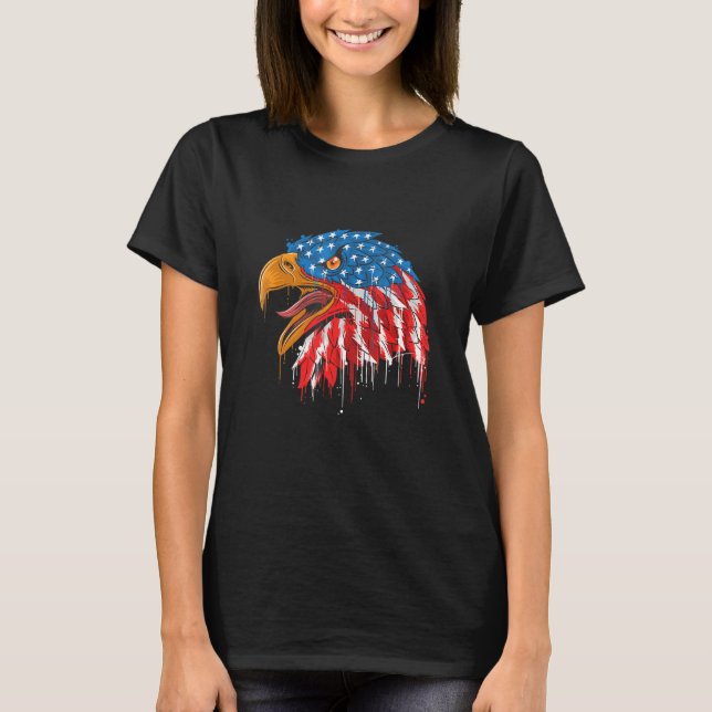 Camiseta Eagle USA Flag Veteran Independence Day Patriotic  (Frente)