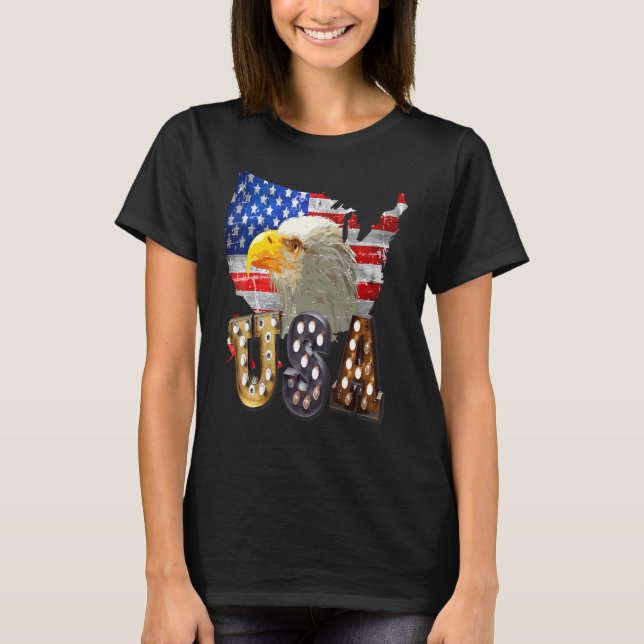 Camiseta Eagle Usa Lightbulb 4th Of July Memorial Independe (Frente)