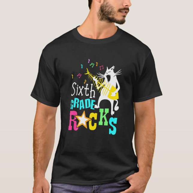 Camiseta Eam Sexta Série Roca 6h Série  Gato Tocando Guitar (Frente)