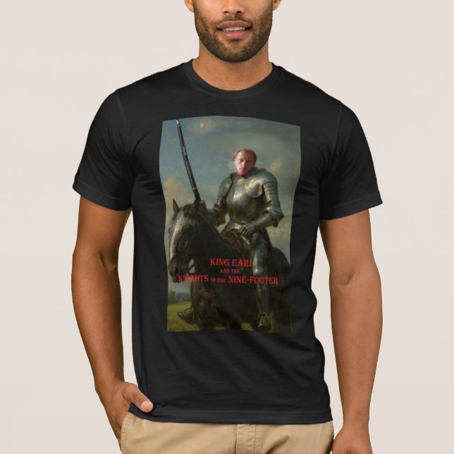 Camiseta Earl Strickland a cavalo, com armadura e uma grand (Frente)