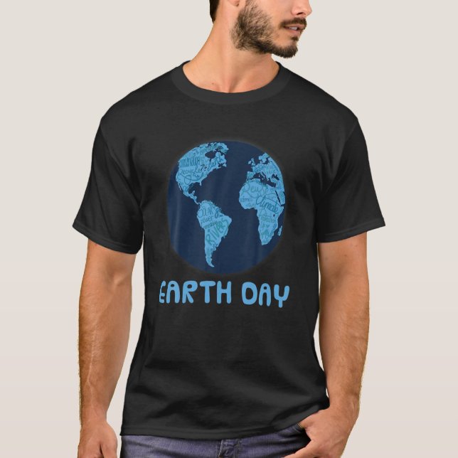 Camiseta Earth Day Blue Earth Word Cloud Environmentalist G (Frente)