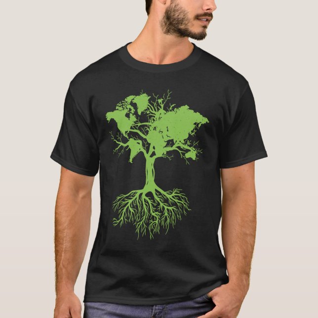Camiseta Earth Day  Cute World Map Tree Pro Environment Pla (Frente)