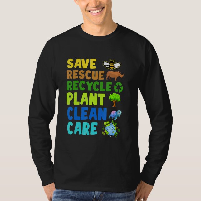 Camiseta Earth Day Environmental Protection Save Bees Rescu (Frente)