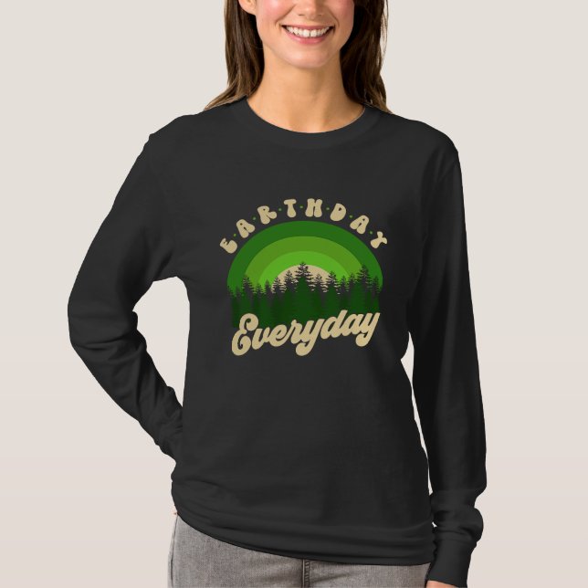 Camiseta Earth Day Everyday Retro Groovy Rainbow Save Envir (Frente)