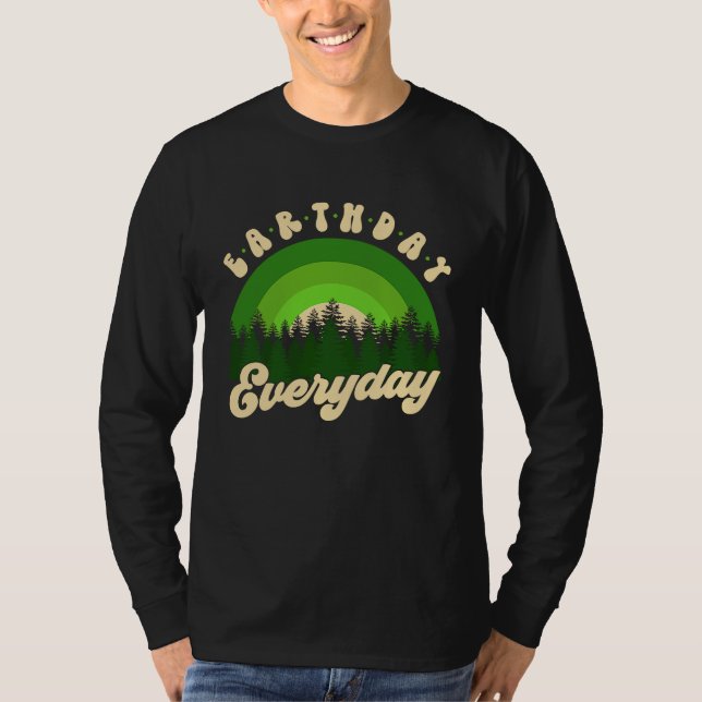 Camiseta Earth Day Everyday Retro Groovy Rainbow Save Envir (Frente)