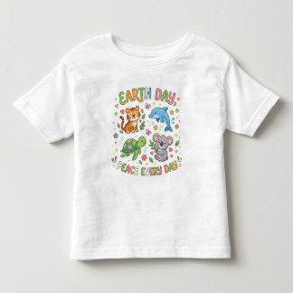 Camiseta Earth Day Peace Every Day Cute Kawaii Animals Kids